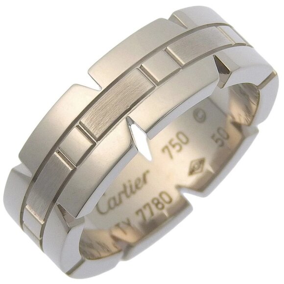 CARTIER Tank francais Ring K18 white gold #5.4(US Size) 8.8g Women - Picture 1 of 7